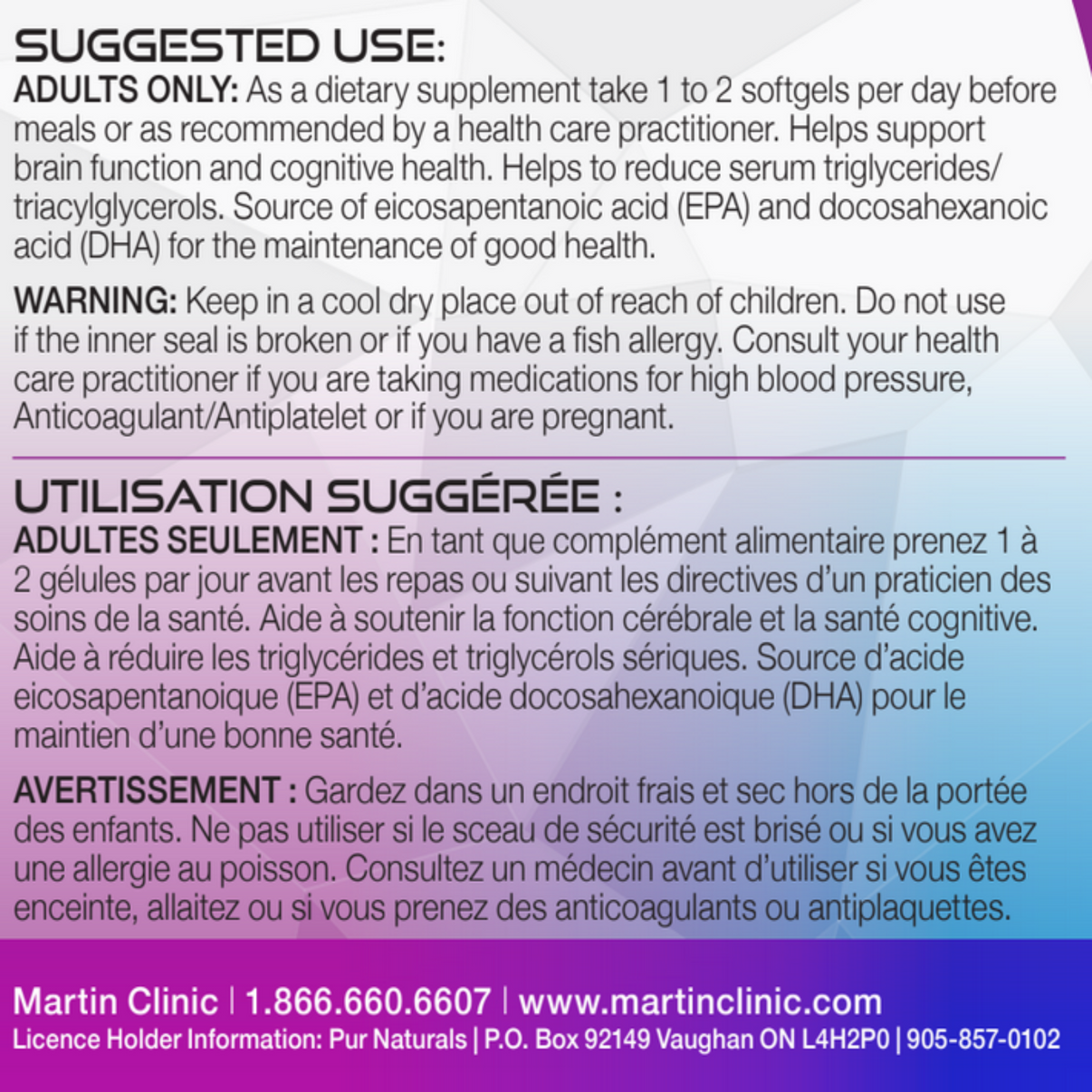 DHA Upgraded from the Martin clinic. Martin Clinic